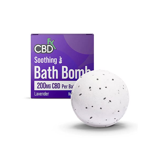 CBDfx Soothing CBD Bath Bomb Lavender Oil and Hawaiian Black Salt 1