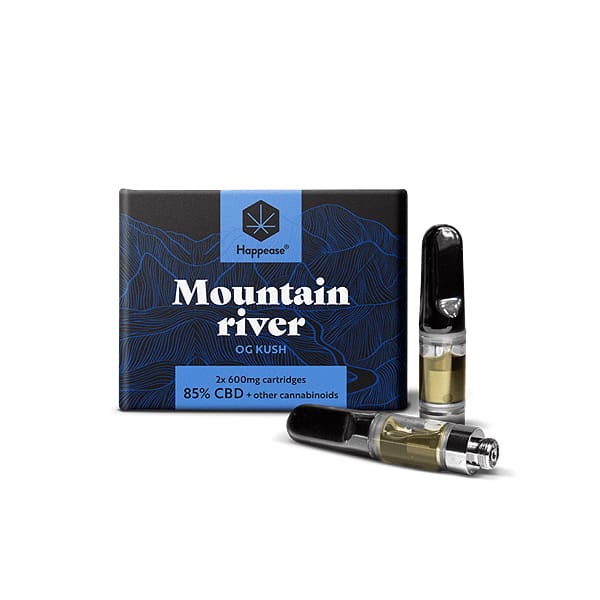 Happease Mountain River Hemp Distillate Cartridges 85% Cannabinoids OG Kush Flavor 1