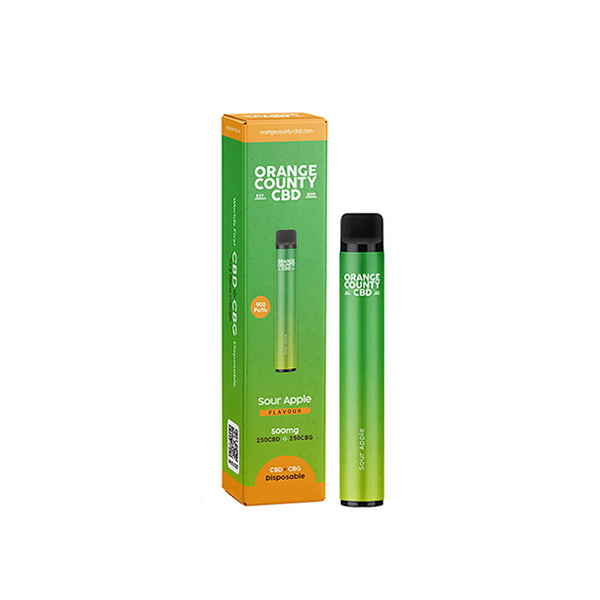 Orange County Sour Apple Flavor Disposable CBD + CBG Vape Pen 1