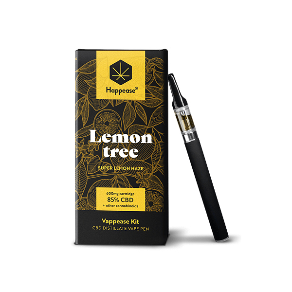 Happease Lemon Tree Vaping Kit Vape Pen + Hemp Distillate Cartridge Super Lemon Haze 85% 1