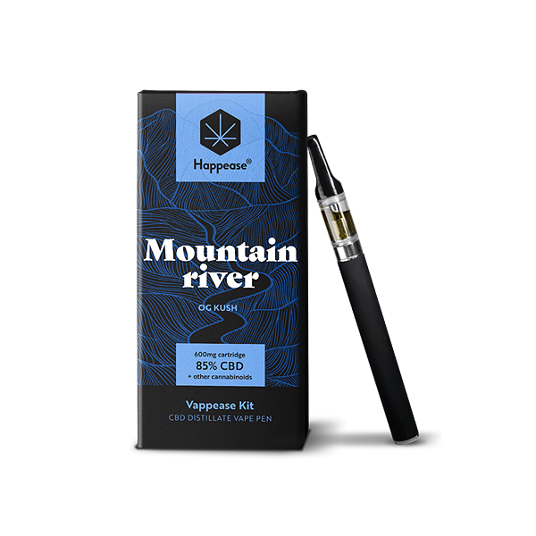 Happease Mountain River Vaping Kit Vape Pen + Hemp Distillate Cartridge OG Kush 85% 1